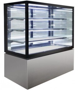 Square Glass 4 Tier Hot Display 1200mm