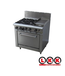 4 Gas Open Burner Cooktop + 300mm Right Grill Oven Range