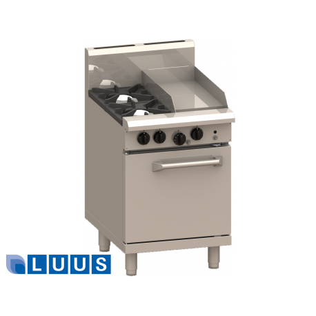 LUUS 600mm Wide Ovens, 2 burners, 300 char & oven