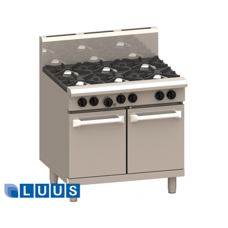 LUUS 900mm Wide Ovens, 6 burners & oven