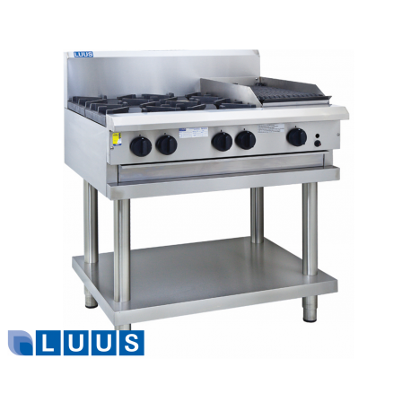 LUUS 900mm Wide Cooktops, 6 burners & shelf