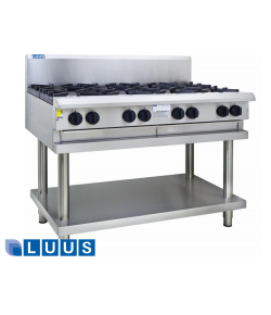 LUUS 1200mm Wide Cooktops, 6 burners, 300 grill & shelf