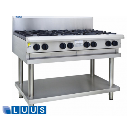 LUUS 1200mm Wide Cooktops, 8 burners & shelf